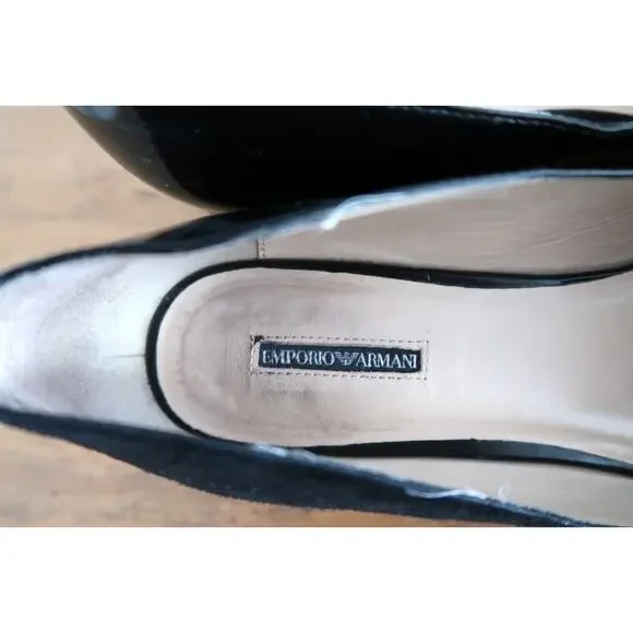 EMPORIO ARMANI Suede Patent Leather Pointy Toe Ballet Flat YOOX 38.5 8.5 $695 - Picture 9 of 11